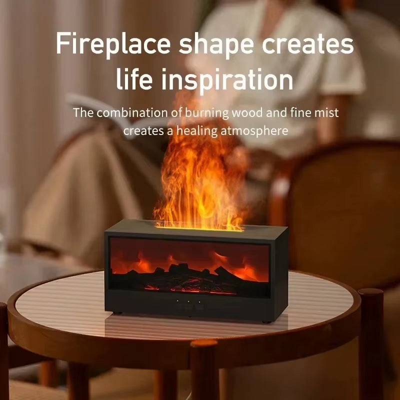 Simulated 3D Flame Aromatherapy Machine, Essential Oil Humidifier, Color Atmosphere Lighting with Remote Control, Holiday Gift